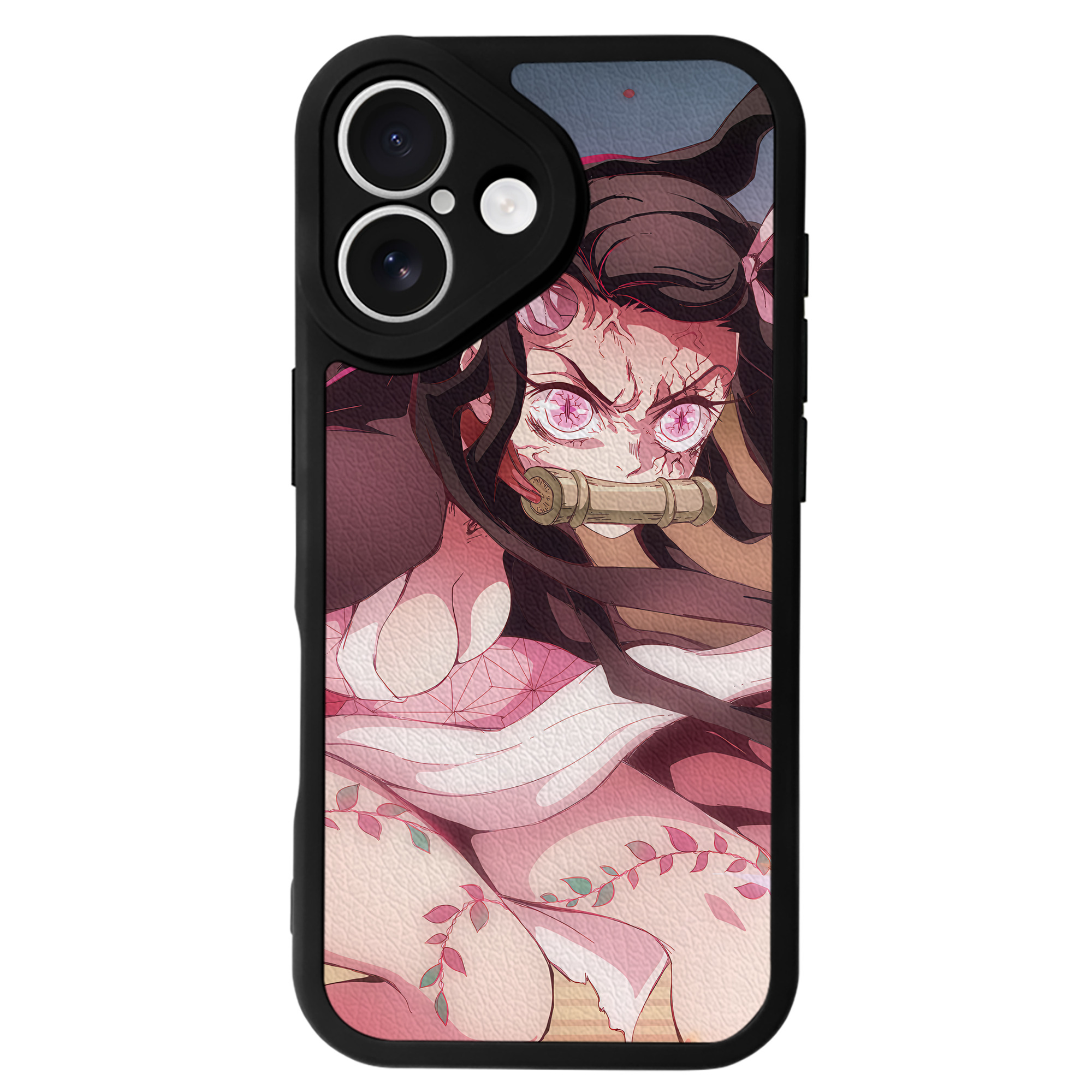 （画像用） 鬼滅の刃（きめつのやいば）竈門 禰󠄀豆子／かまど ねずこ Kamado Nezuko 【iPhone 16シリーズ対応】シリコンスマホケース（レザー調） 材質：シリコン